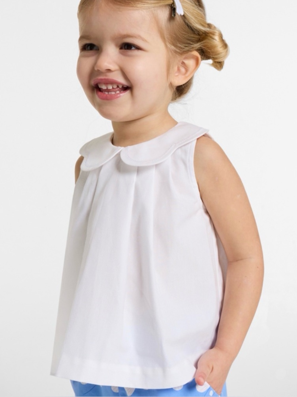 Girl blouse with scalloped Petal Collar jacadi white Toddler 5Year MSRP $79 NEW